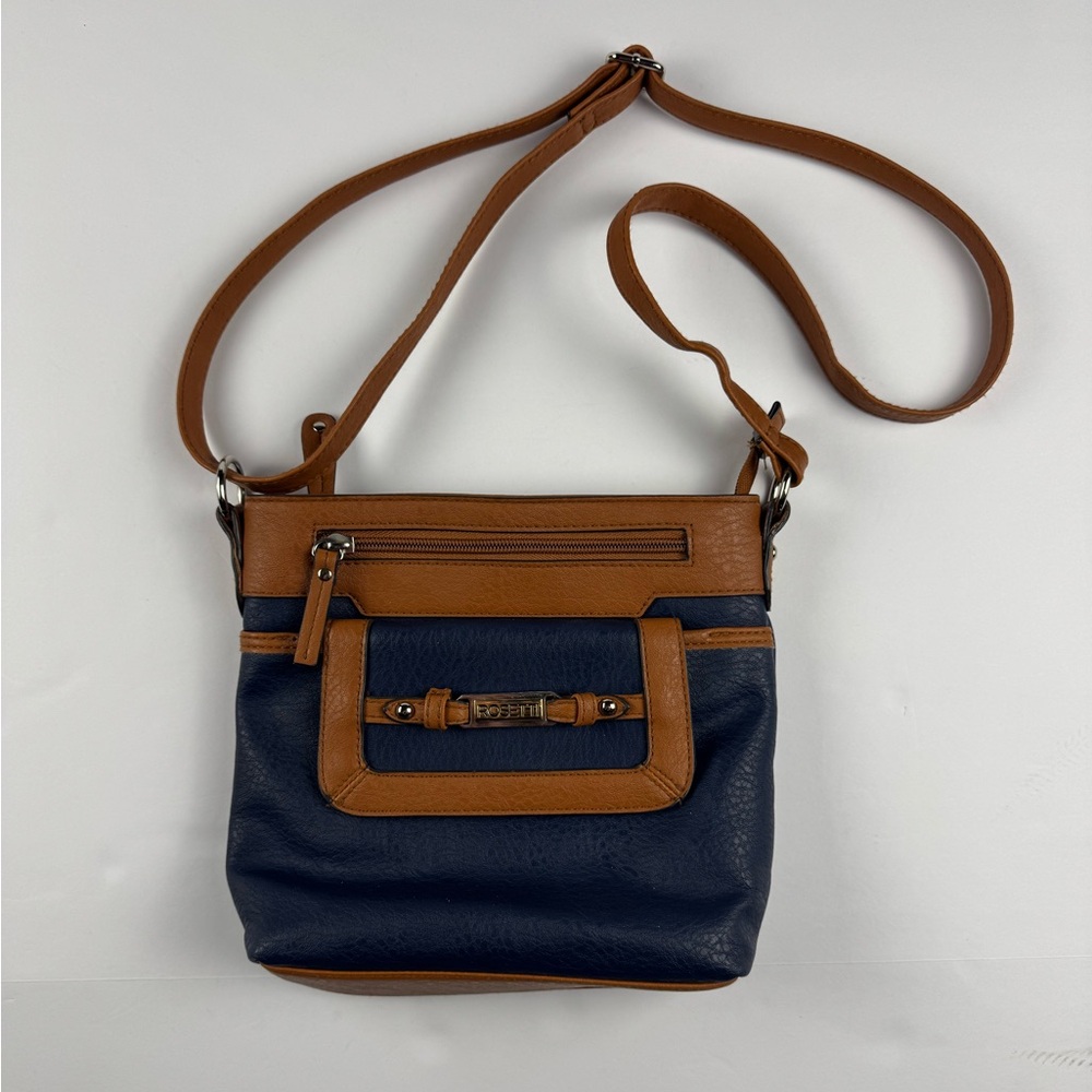 Rosetti Tan and Navy Crossbody Bag